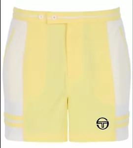 Sergio Tacchini SuperMk2 Pantalones Cortos Blanco Roto / Amarillo Tenis - Imagen 1 de 2