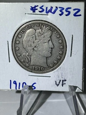 1910 S Barber Half Dollar Very Nice Coin 90% silver circulated - Image 1 of 2