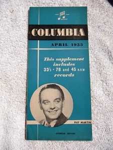 Apr 1953 British COLUMBIA Supplement RAY MARTIN Record Overseas CATALOG LP 78 45 - Picture 1 of 3