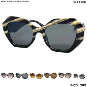 WHOLESALE LOT Classic Retro Animal Print SUN GLASSES 12 Pairs Assorted Colors - Picture 1 of 24