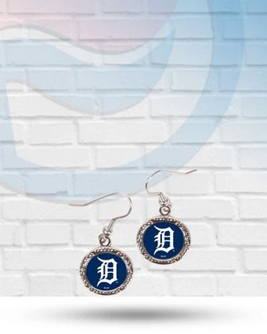 Detroit Tigers Round Logo Jeweled Dangling Earrings Cover