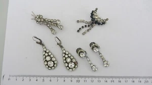 Lot Broche Strass Pierres , Bijoux Vintage , boucle dormeuses , broches .(6). - Picture 1 of 14