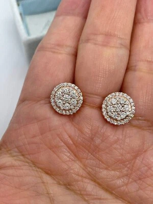 Tachuelas para mujer Moissanite real de 1,80 quilates enchapadas en oro rosa de 14 quilates Foto 1 de 4