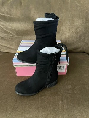 Mini MIA Niñas Little Kolette Negro Gamuza Cuero Botas 9M-NUEVO EN CAJA Foto 1 de 4
