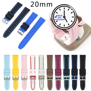 Dual Colors Silicone TPU Watch Strap Rubber Watch Band Universal Wristband 20mm - Picture 1 of 32