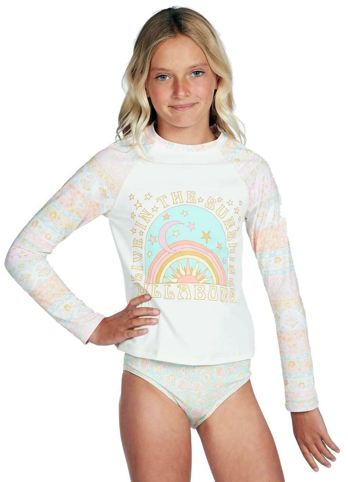 Billabong Girl's Layered With Love LS Rash Guard Set - Party Pink - New - Image 1 of 1