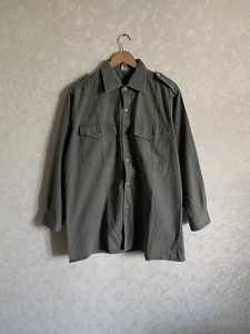 Vintage 90s German Workwear Gray Chore Work Shirt Long Sleeve Sanfor Size M - Picture 1 of 11