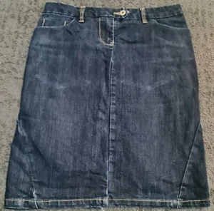 Evie Skirt Jeans UK Size 8 Knee Length Cotton 77% W-H 52cm/20" - Picture 1 of 10