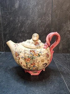 Tetera de porcelana japonesa estilo Satsuma antigua rara "dañada" - Imagen 1 de 24