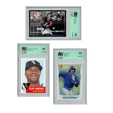Eloy Jimenez Bowman #TP-33, Topps Living #167, & Topps #2 Rookie Cards PGI 10