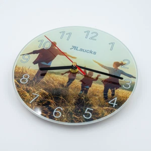 Das perfekte Geschenk - Glas-Wanduhr mit eigenem Foto *Wunschmotiv* Ø 20 cm Uhr - Bild 1 von 3