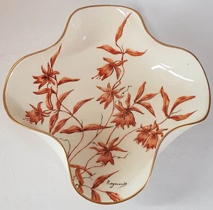 Victorian Aesthetic Movement Hand Painted signed Raymonde Dish Bowl French C1880 - Picture 1 of 14