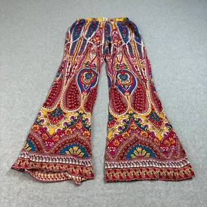 Billabong Palazzo Pant Women M Red Paisley Resortwear Lagenlook Coastal Boho - Picture 1 of 8
