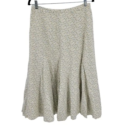 Falda Sundance Seda Lino Midi Ditzy Floral Godet Prairie Cottage Core Crema 10 Foto 1 de 4