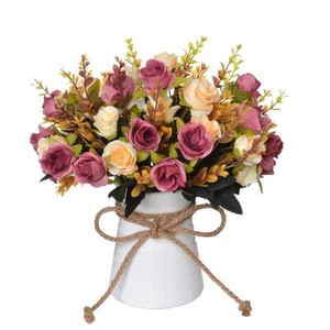 Artificial Flower in Ceramics Vase Silk Table Centerpiece for Home Decor Brown - Picture 1 of 7