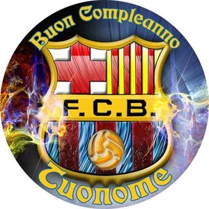 Cialda BARCELLONA CALCIO Decorazione Torta Ostia o Zucchero Personalizzata - Foto 1 di 1