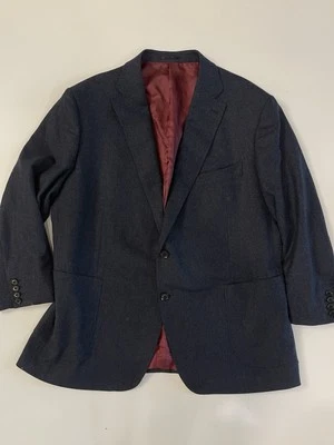 复古 Loro Piana 男式西装外套海军蓝羊毛和羊绒夹克外套 51R — 第 1/4 张图片