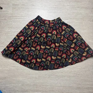 Moixa ZEGERMAN London A-Linie Strick Falten Rock Regenbogen Print Damen M - Bild 1 von 8