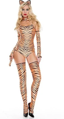 Sexy Disfraz de Tigre Saltando Mujer Música Piernas Halloween Animal Juegos con disfraces  Foto 1 de 2