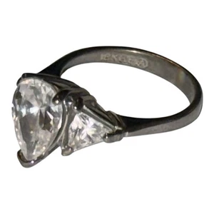 Ana BeCoach Israel 18K GE Ring Size 5 Raised Gemstone Cocktail Rhinestone Silver - Picture 1 of 13