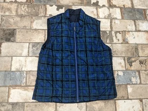 Studio Works Sport Women's Large Blue Plaid Reversible Vest - Picture 1 of 8