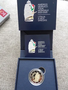 Italy 2025 proof coin 2 euro Amerigo Vespucci School Ship 2023-2025 World Tour - Picture 1 of 10