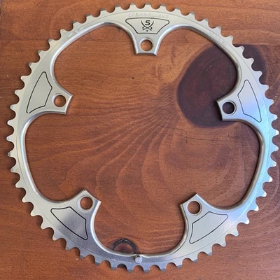 "Plato vintage Stronglight 53t x 144 mm BCD 3/32"" ROAD plateado ¡NUEVO EN STOCK FRANCIA! Foto 1 de 4