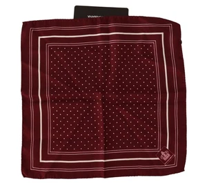 Dolce&Gabbana Men Red Scarf 100% Silk Polka Dotted Pocket Square Handkerchief - Picture 1 of 2