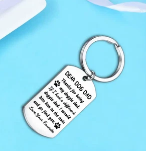 Doggie Dad Silver Keyring, funny novelty gift from the dog - Picture 1 of 1