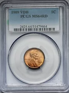1909 VDB Lincoln Cent Lincoln Wheat Cent 1C PCGS MS64RD - Picture 1 of 2