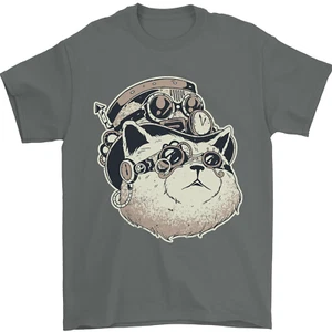 Camiseta Steampunk Cat para hombre 100 % algodón - Imagen 1 de 12