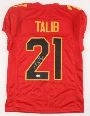 Camiseta deportiva firmada por Aqib Talib de los Tampa Bay Buccaneers (Beckett) Bucs 2008 1st Roud Pk Foto 1 de 4