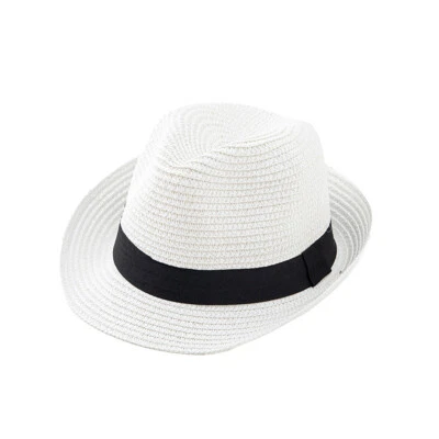 Straw Fedora Hat for Women Men Summer Beach Short Brim Sun Hat Unisex Trilby Hat - Изображение 1 из 4