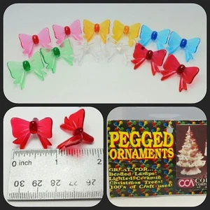 12 pc BOWS Ceramic Christmas Tree Bulb Lights 6 Colors Vintage Replacements - Picture 1 of 6