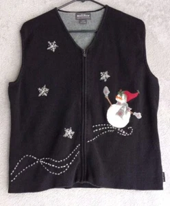 Woolrich Suéter Chaleco Para Mujer Grande Cremallera Tema Navidad Muñeco de Nieve Copos de Nieve - Imagen 1 de 13