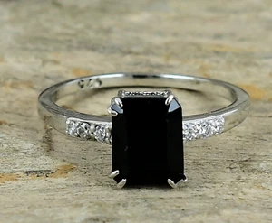 Natural Black Onyx Ring 925 Sterling Silver Ring For Women Mother Ring Dainty - Picture 1 of 4