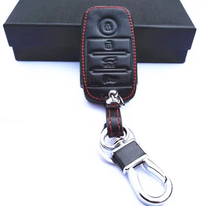 Protective Leather Remote Key Cover Case Fob Bag Chain For Kia K5 K3 4 Buttons - Picture 1 of 5