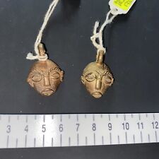 ashanti bronze brass face mask pendants african tribe tribal art x2