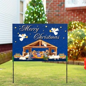 Christmas Nativity Scene Outdoor, Large Yard Lawn Nativity Scene Double-Sided - Picture 1 of 7