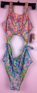 There Abouts Girls Dazzling Coral One Piece Cut Out Swim Suit Size L (14) - New - Picture 1 of 15