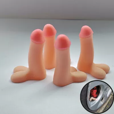 Novelty Car Bike Tyre Willy Penis Dick Valve Dust Caps Pack Of 4 NaturalColour • 5.57€