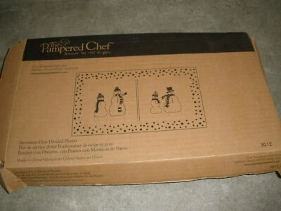 NUEVO Plato dividido Pampered Chef #3012 muñecos de nieve puntos Foto 1 de 4