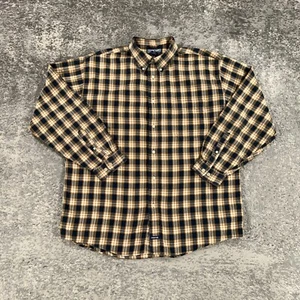 Vintage Structure Flannel Shirt Mens Large Yellow Blue Plaid Button Down 90s Y2K - Picture 1 of 13