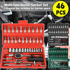 46PCS 1/4" Ratchet Wrench Combination Socket Set Tool Kit Auto Car Repair Tool