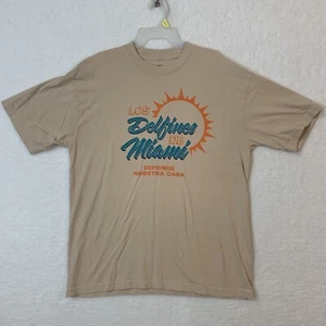 Wild Collective Los Delfines Miami Dolphins TShirt L beige senza etichette ispanica NFL - Foto 1 di 9