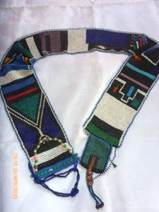 Vintage Ethnic Broad Beaded Belt 50" x 3 5/8"Mulitcoloured Hand Made - Picture 1 of 12