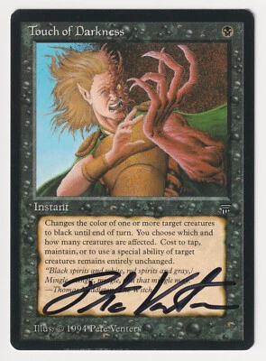 Signed Touch of Darkness Proof LP Legends Artist Pete Venters 1994 MTG Magic AP! - Image 1 of 2