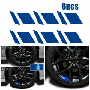 6PCS Blue Reflective Car Wheel Rim Vinyl Decal Stickers Accessories For 16"-21" - Foto 1 di 12