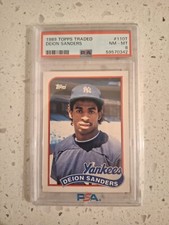 1989 Topps Traded #110T Deion Sanders Rookie Card Yankees RC PSA 8 NM-MT!