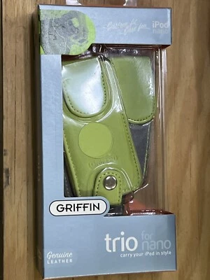 Griffin TRIO for Apple iPod Nano Case Cover Protector LEATHER-Lime Green - Image 1 of 4